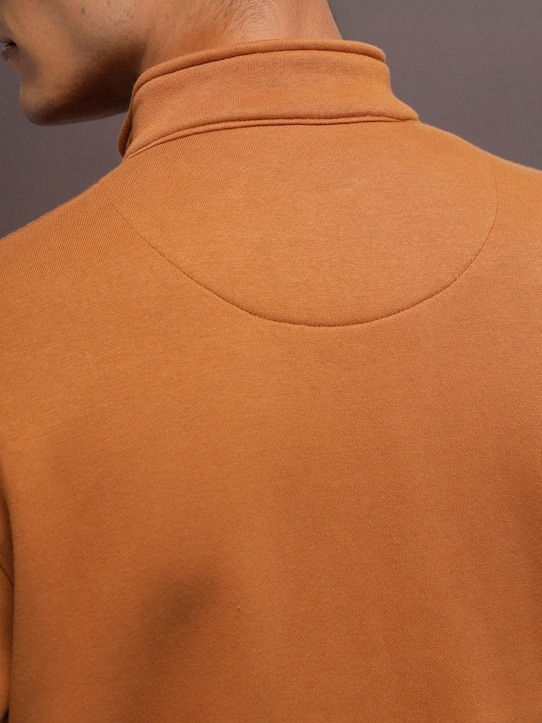 men's casual front zip up stand collar sweatshirt | Brown - Image 5