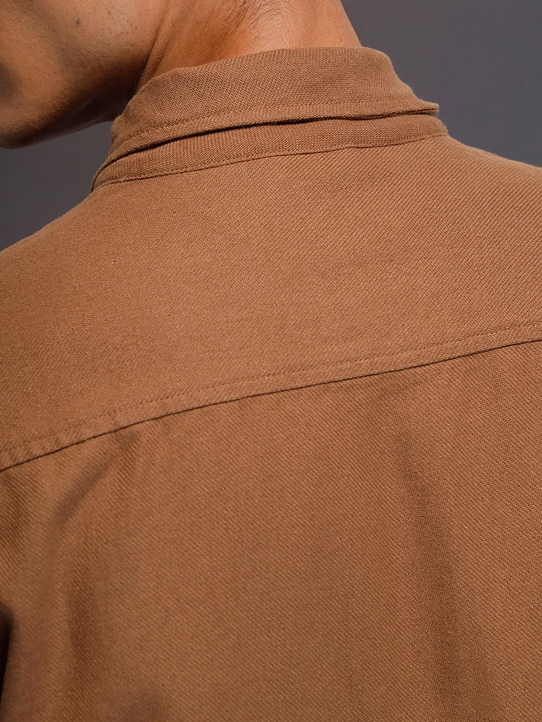 Men's casual front zipper double pocket shacket | Brown - Image 7