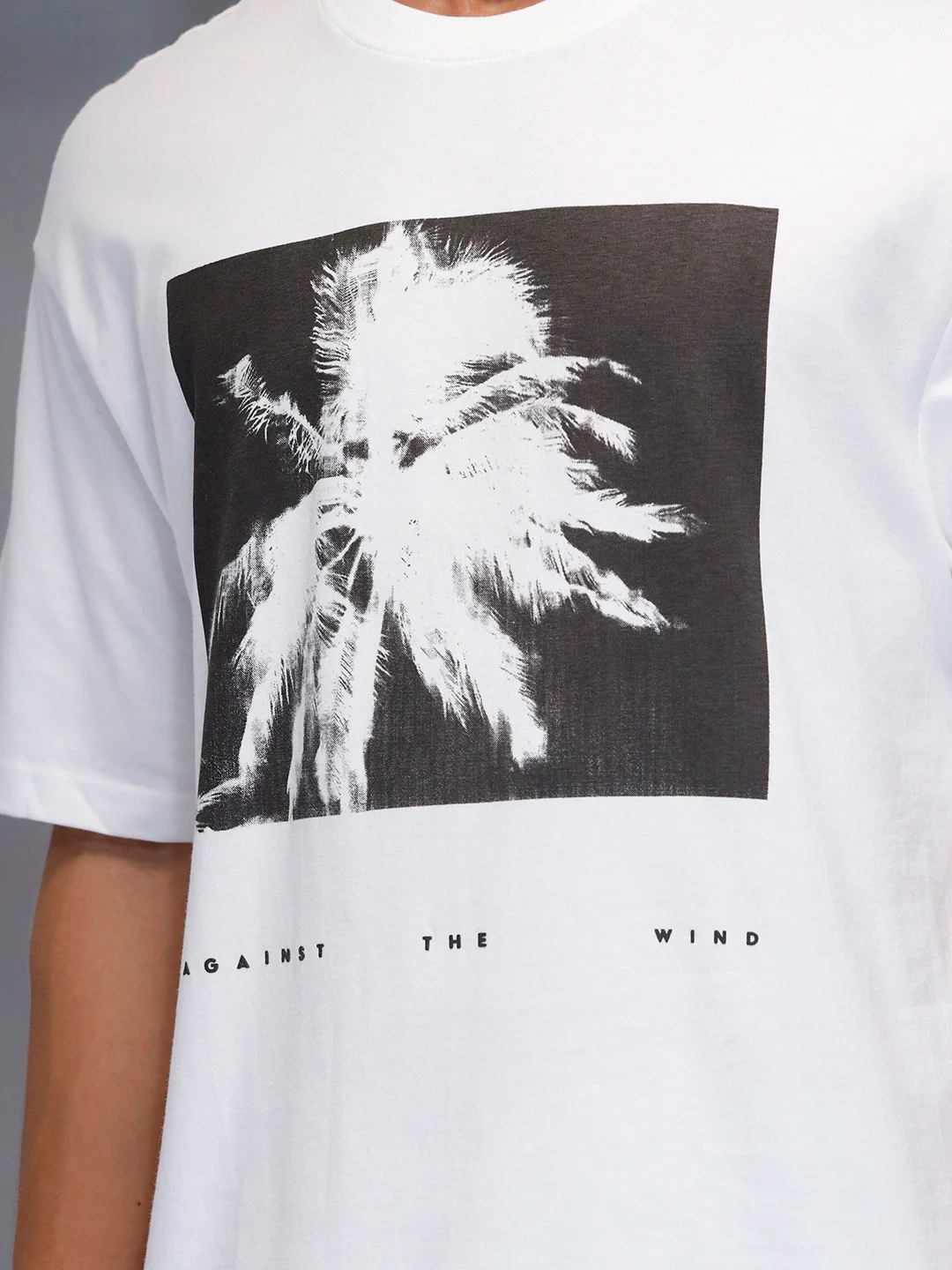 Men's casual graphic print oversize t-shirt  | White - Image 9