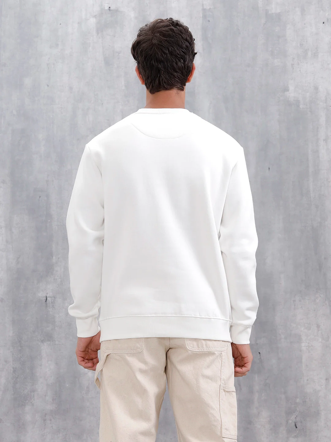 Men's Casual Graphic Printed Sweatshirt | White - Image 3