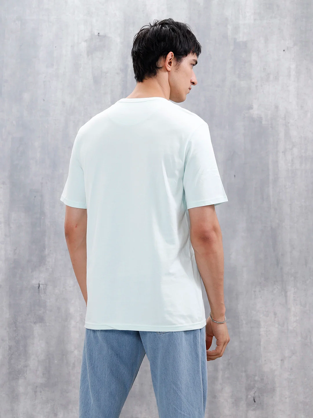 Men's Casual Graphic Printed T-Shirt | Light Blue - Image 3