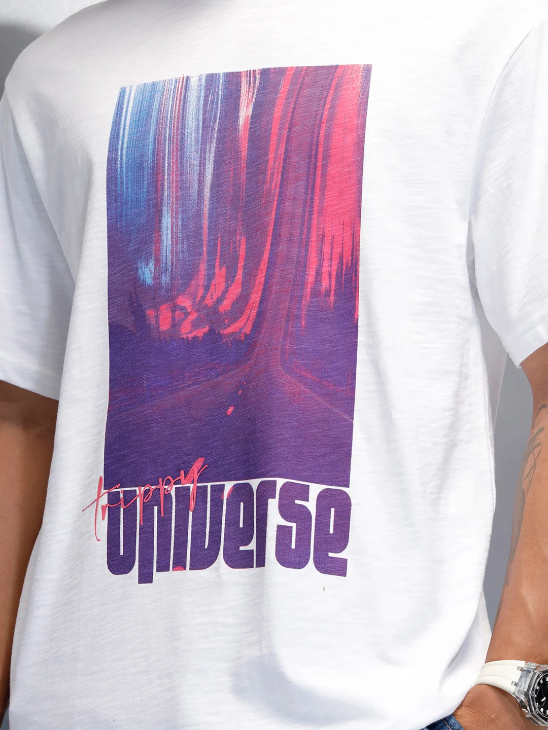 Men's Casual Graphic Pritned T-Shirt | White - Image 2