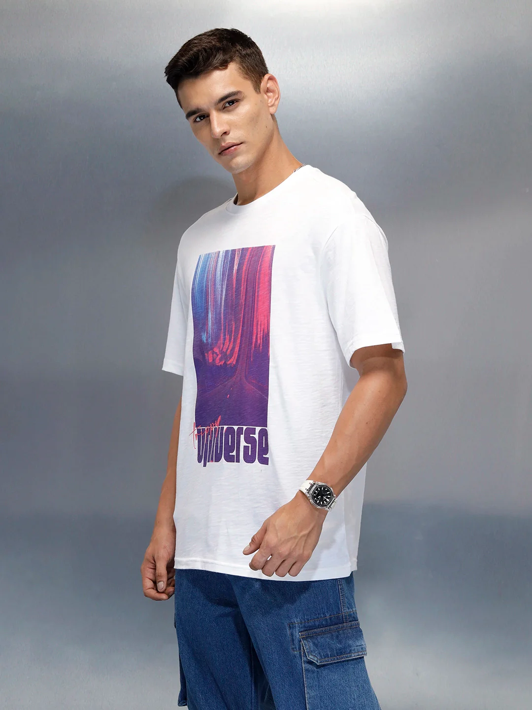 Men's Casual Graphic Pritned T-Shirt | White - Image 4