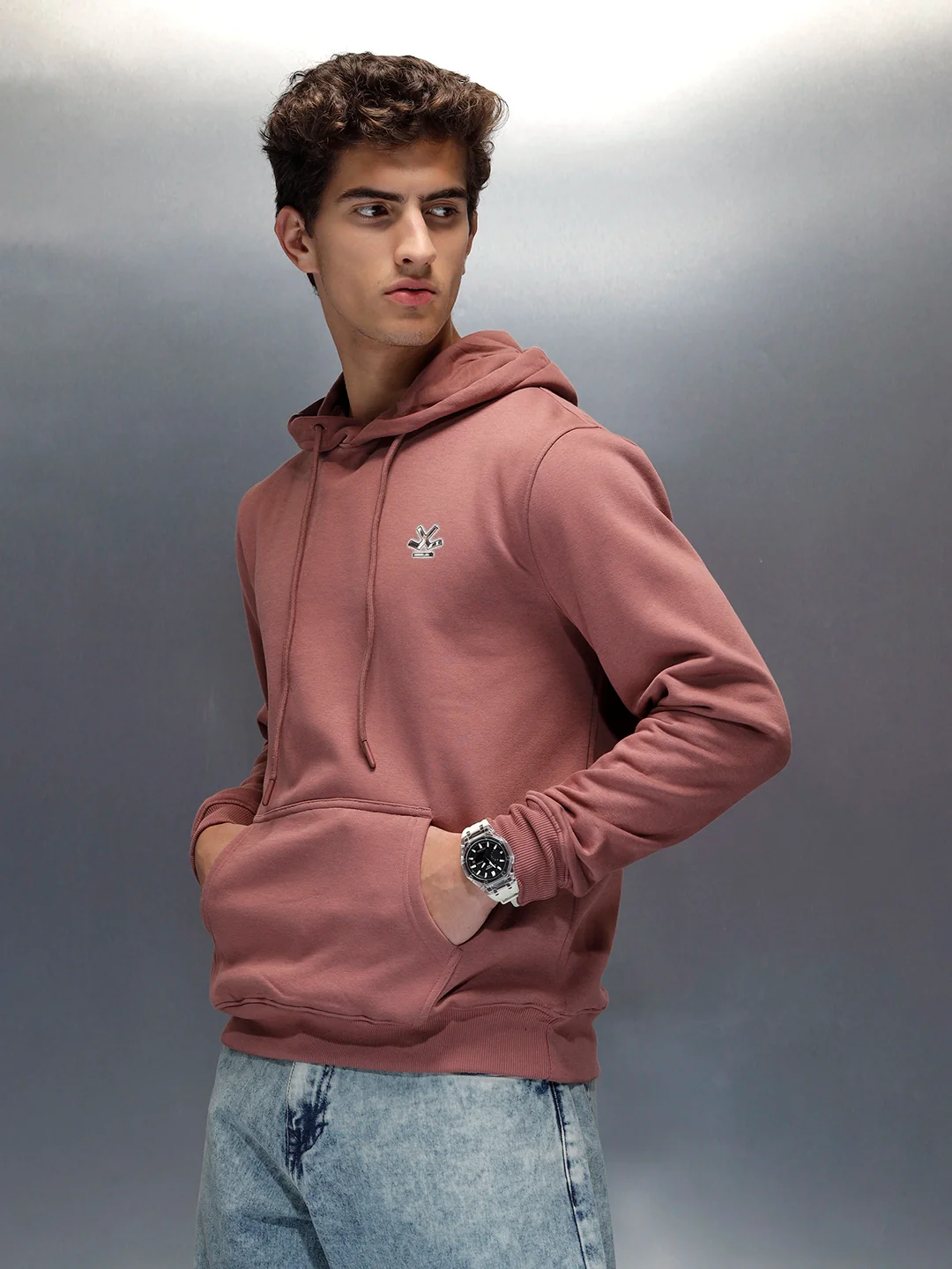 Men's casual hooded sweatshirt | Brown - Image 4
