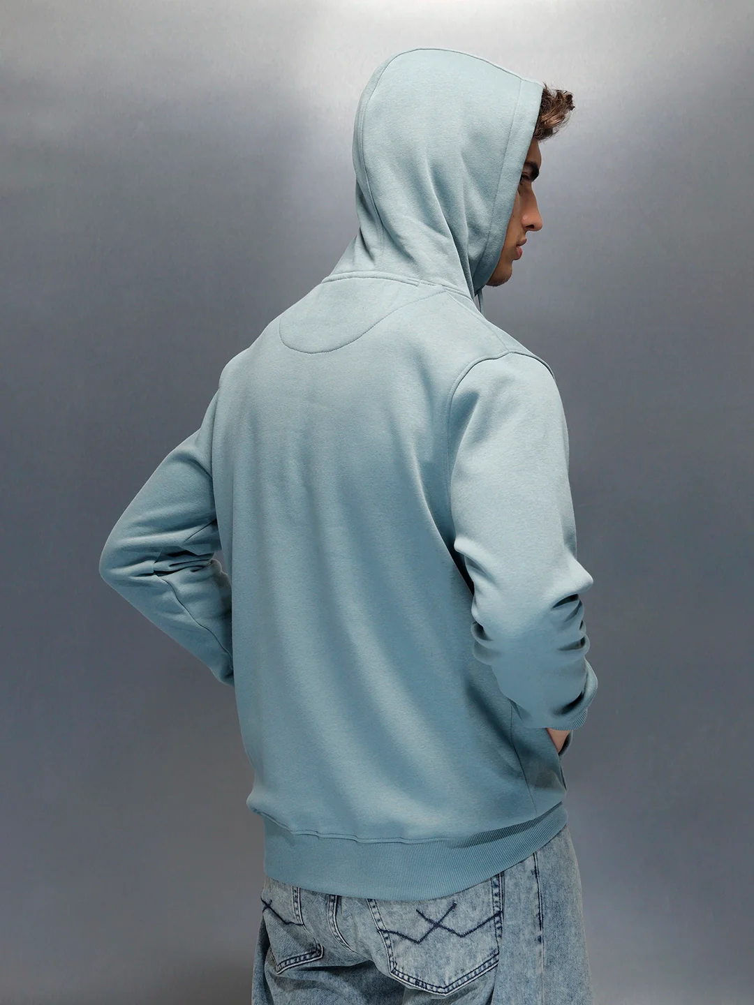 Men's casual hooded sweatshirt | Light blue - Image 3