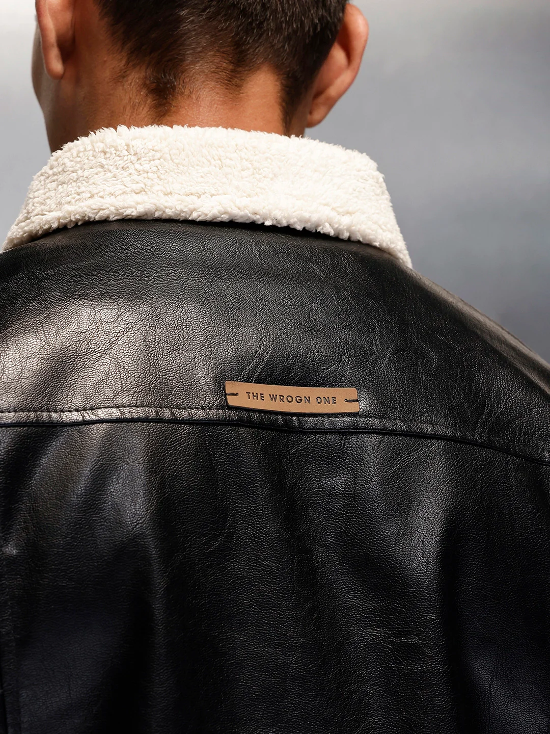 Men's casual jacket with contrast fur collar | Black - Image 5