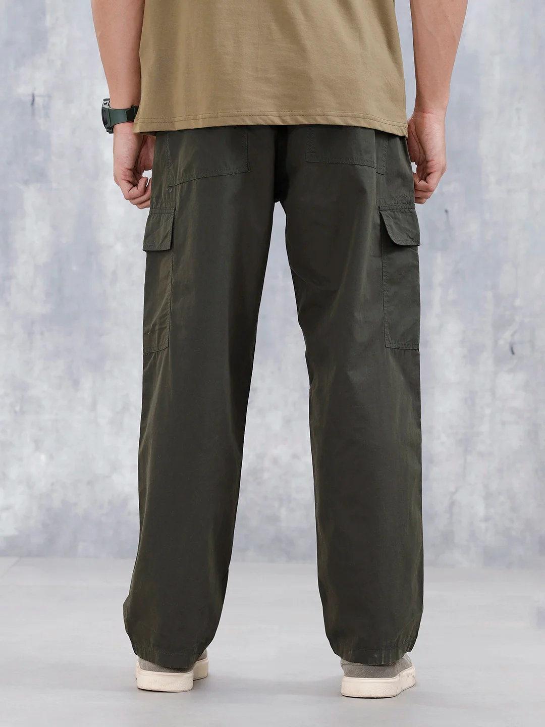 Men's Casual Loose Fit Cargo Trousers | Green - Image 3