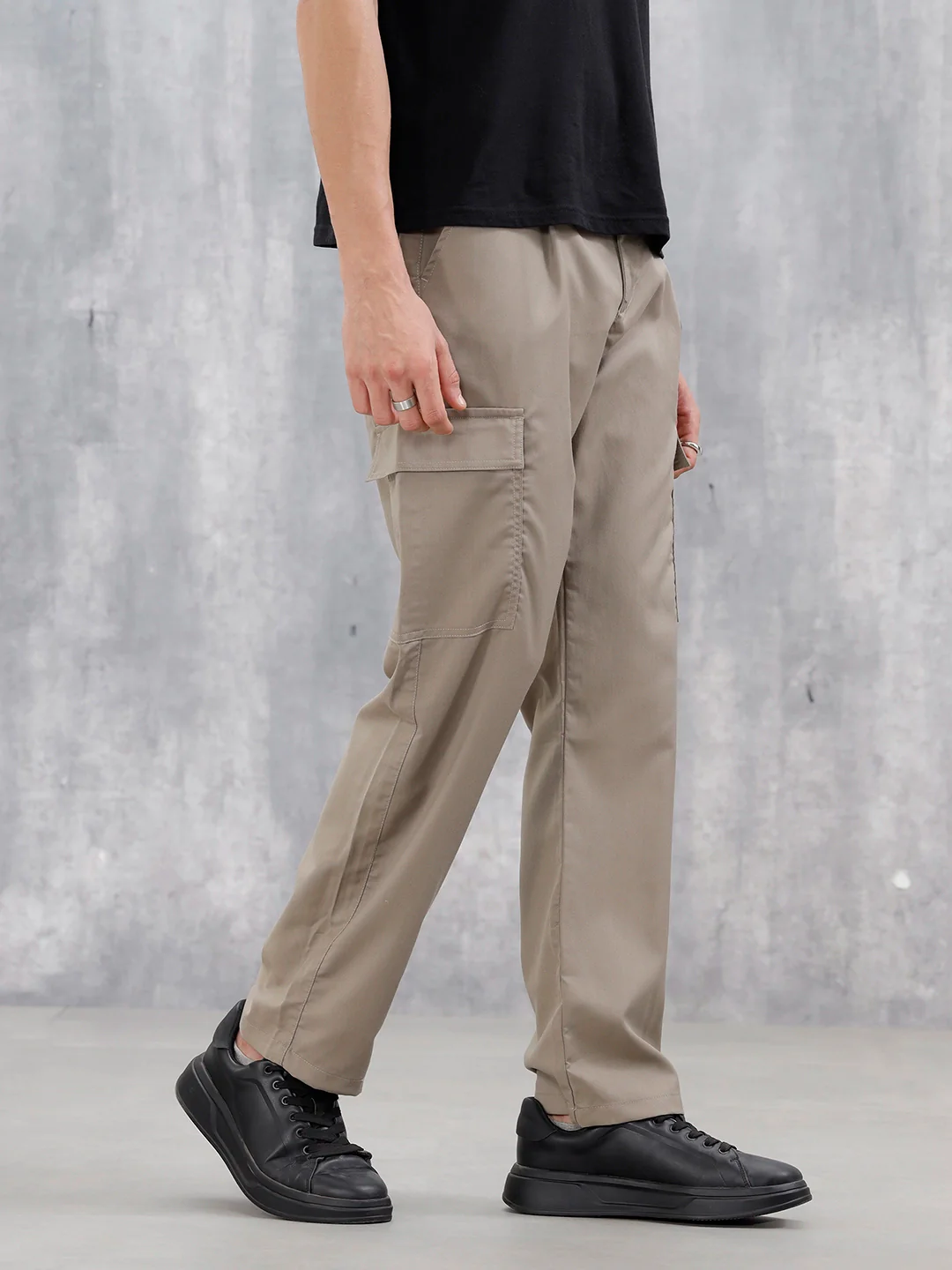 Men's Casual Loose Fit Cargo Trousers  | Olive - Image 4