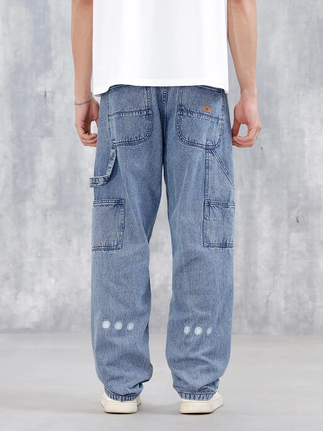Men's Casual Loose Fit Carpenter Jeans | Med Stone - Image 3