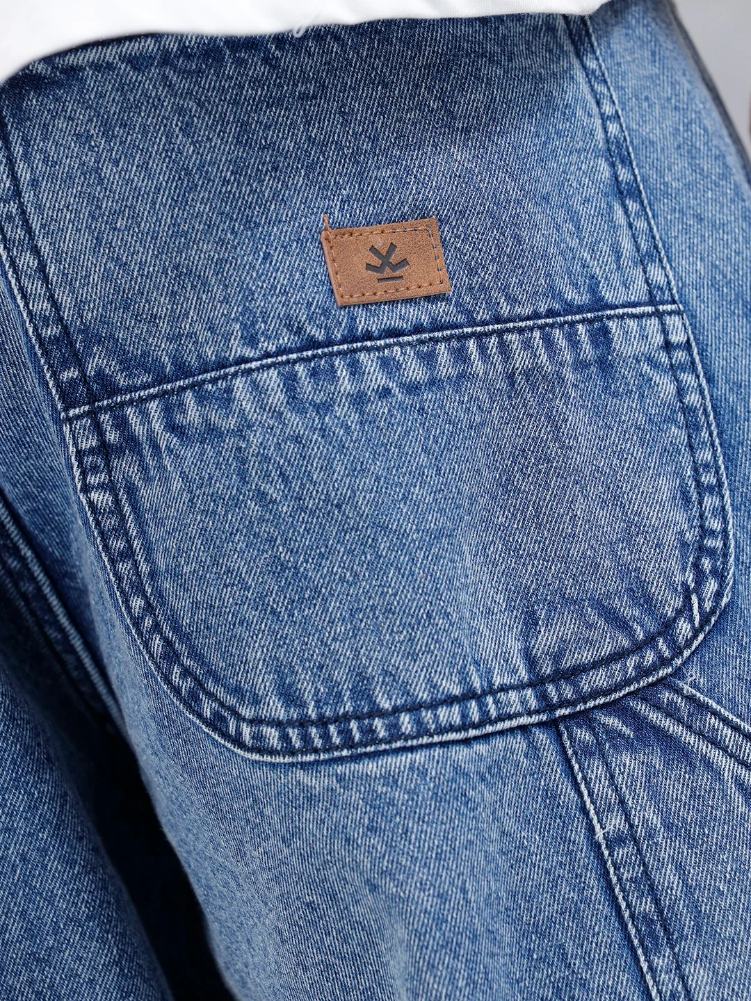 Men's Casual Loose Fit Carpenter Jeans | Med Stone - Image 4