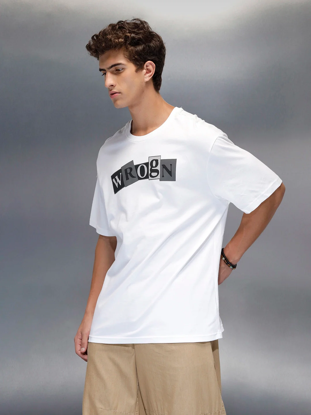 Men's casual oversize graphic t-shirt | White - Image 4