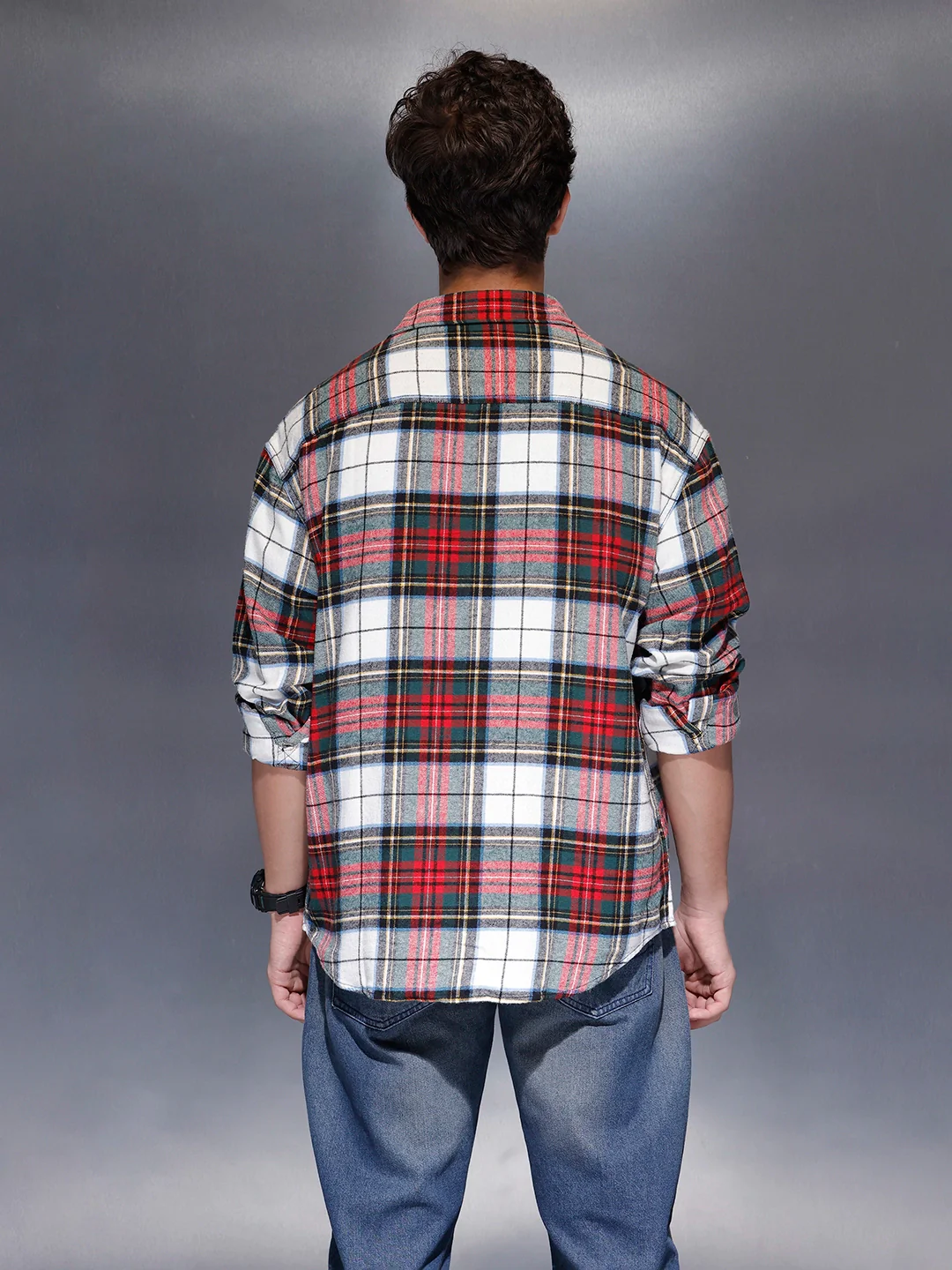 Men's Casual Oversized Checkered Shirt  |  Red - Image 3