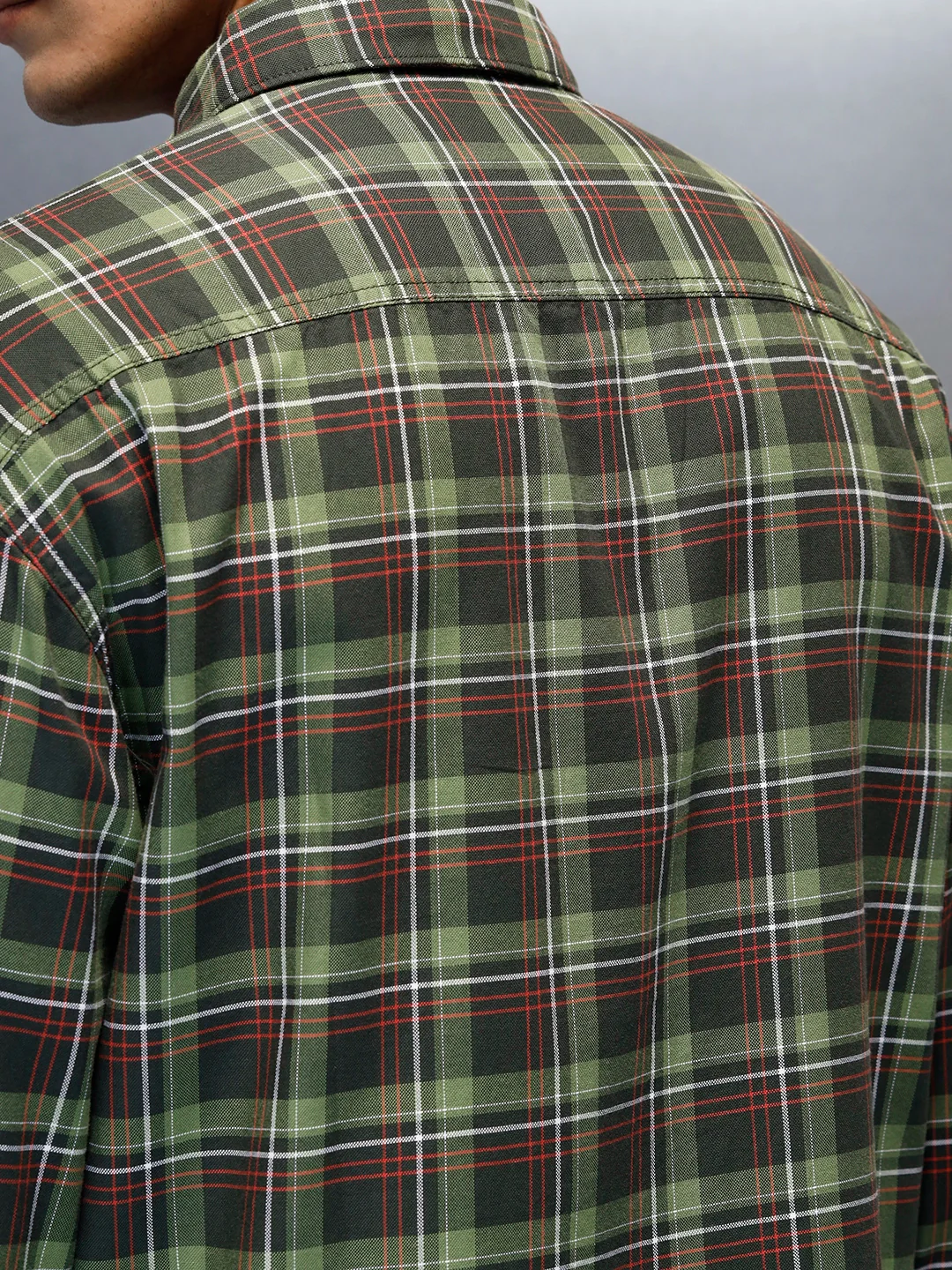 Men's Casual Oversized Fit Checkered Pattern Shirt | Green - Image 5