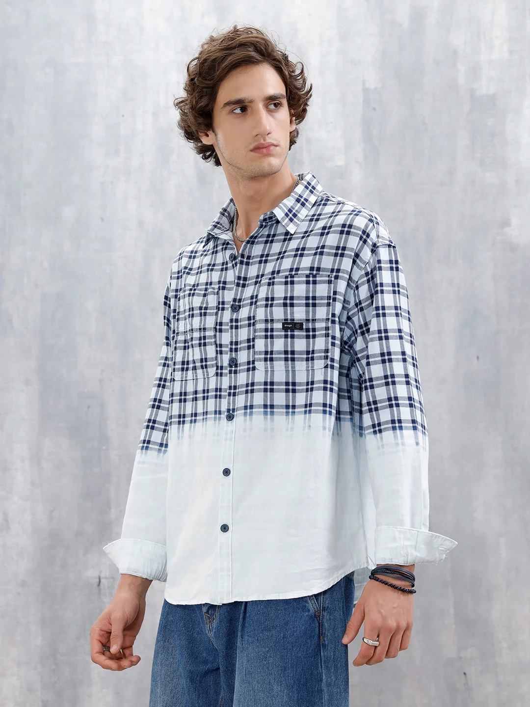 Men's Casual Oversized Fit Checkered Pattern Shirt | White - Image 4