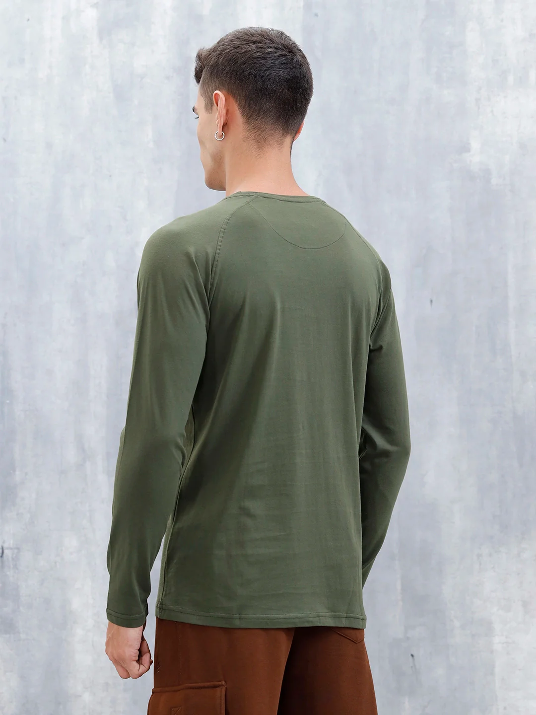 Men's Casual Raglan Sleeve T-Shirt | Olive - Image 3