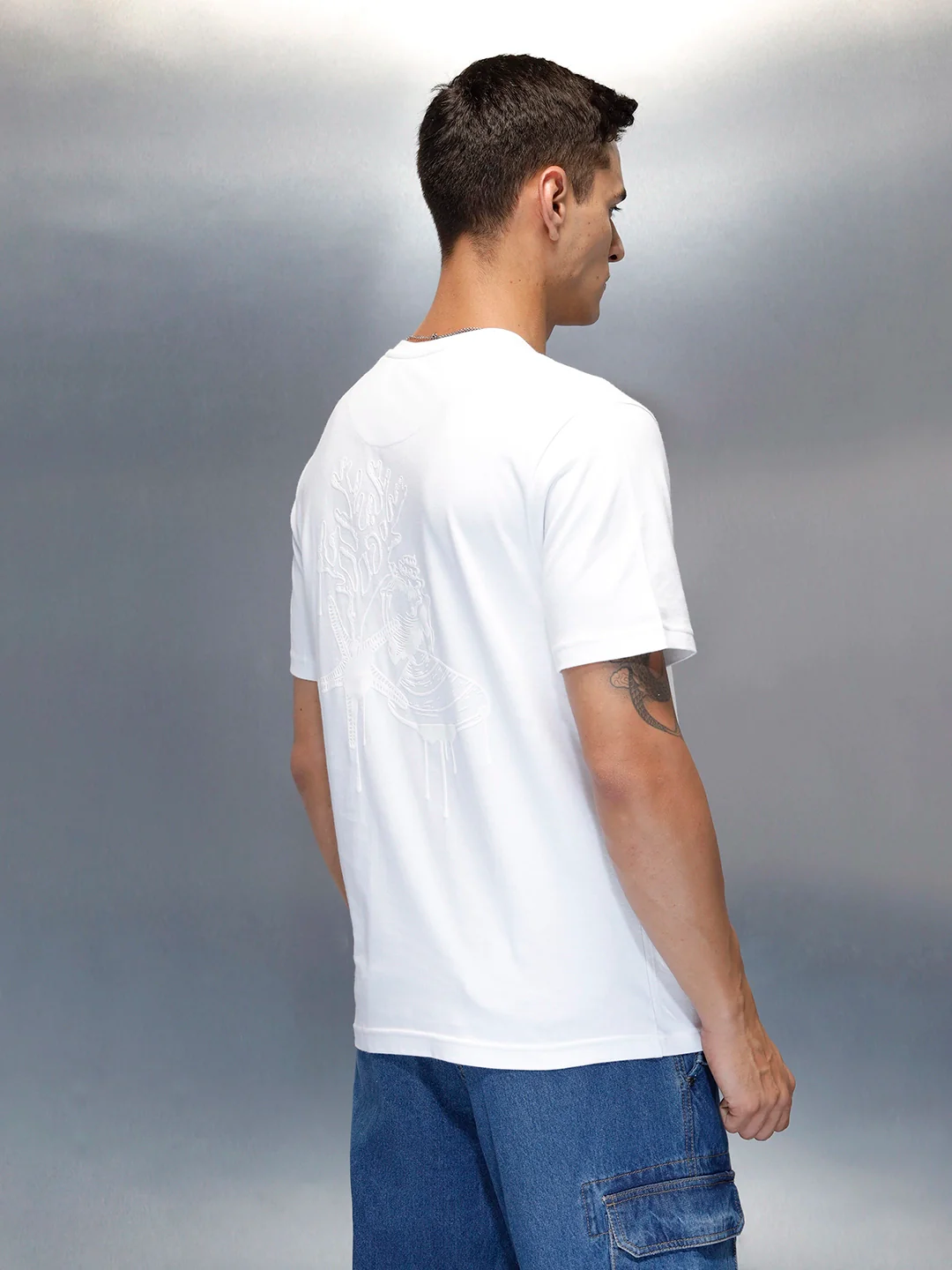 Men's Casual Refualr Fit T-Shirt | White - Image 3