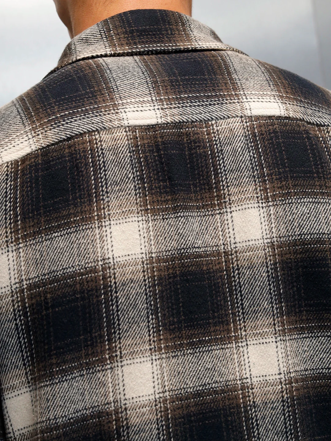 Men's Casual Regualr Fit Checkered Pattern Shacket | Black - Image 7