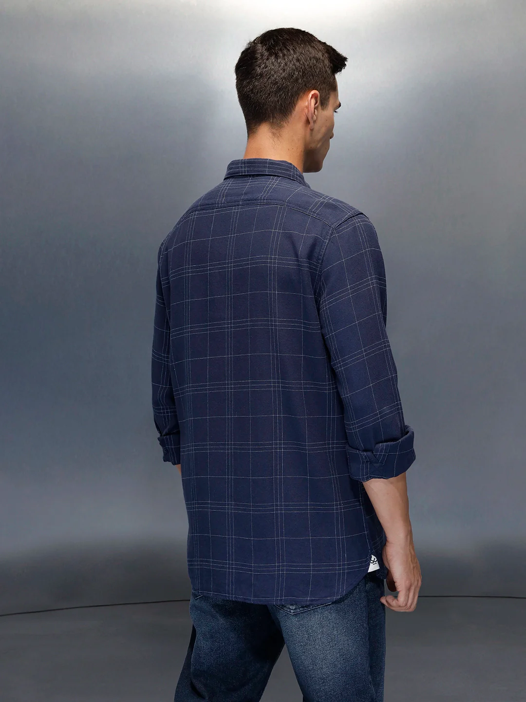 Men's Casual Regualr Fit Checkered Pattern Shirt | Black - Image 3