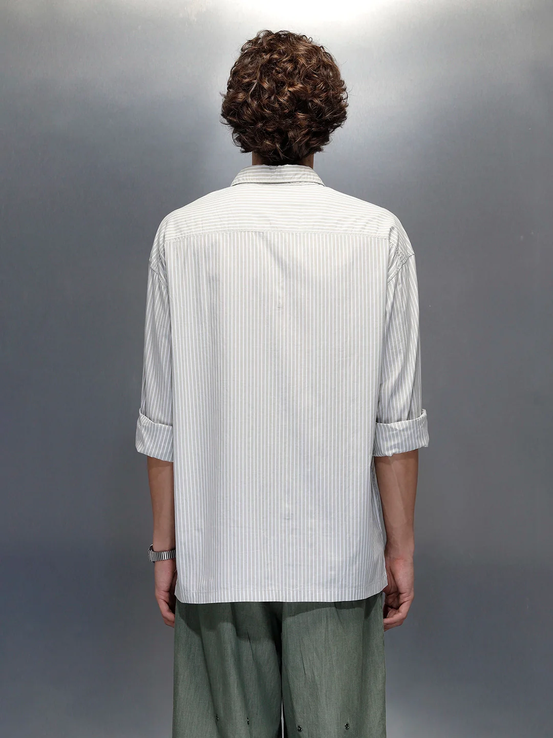 men's casual regualr fit placement print shirt | Green - Image 3
