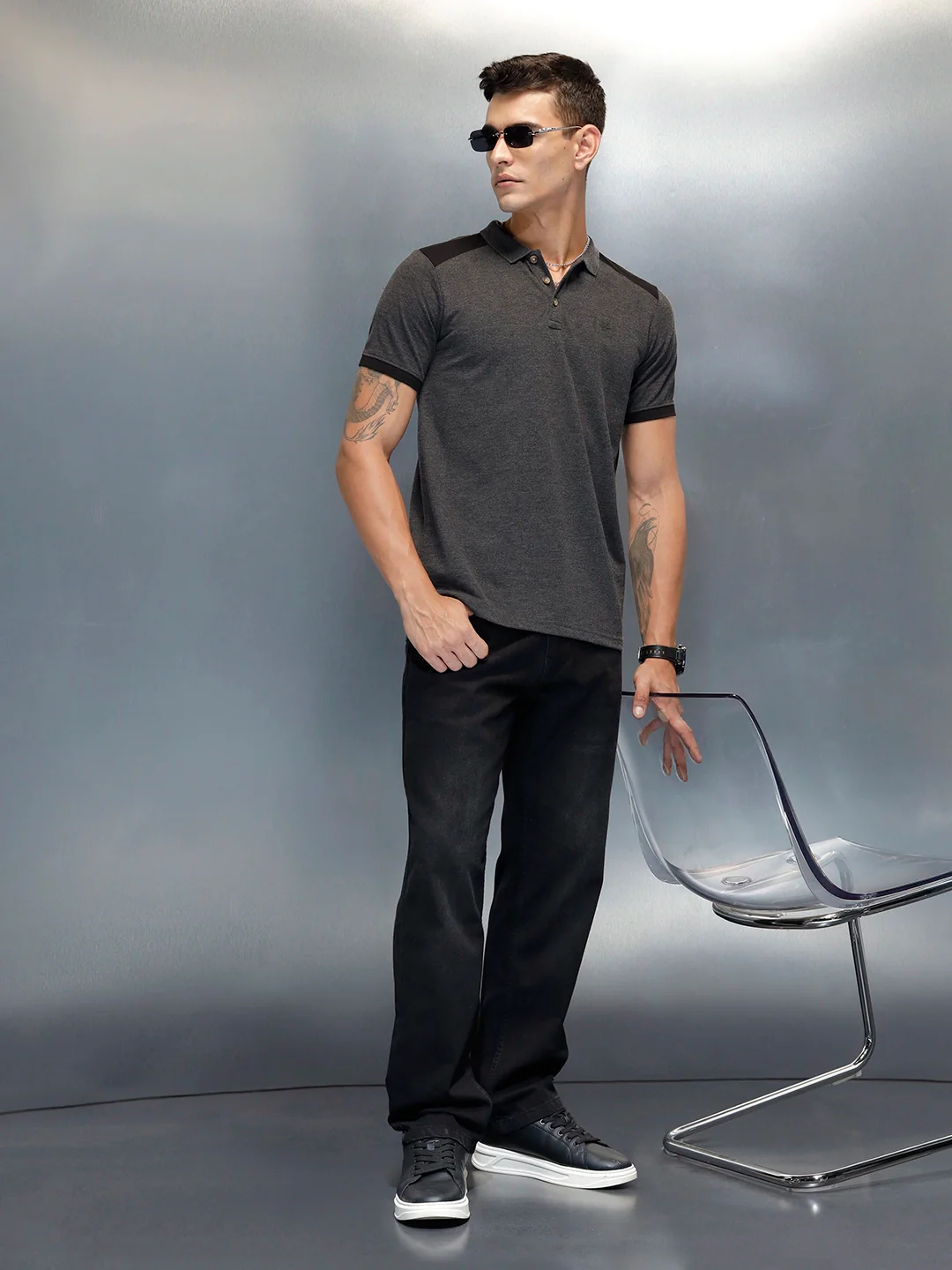 Men's Casual Regualr Fit Polo T-Shirt | Dark Grey - Image 2