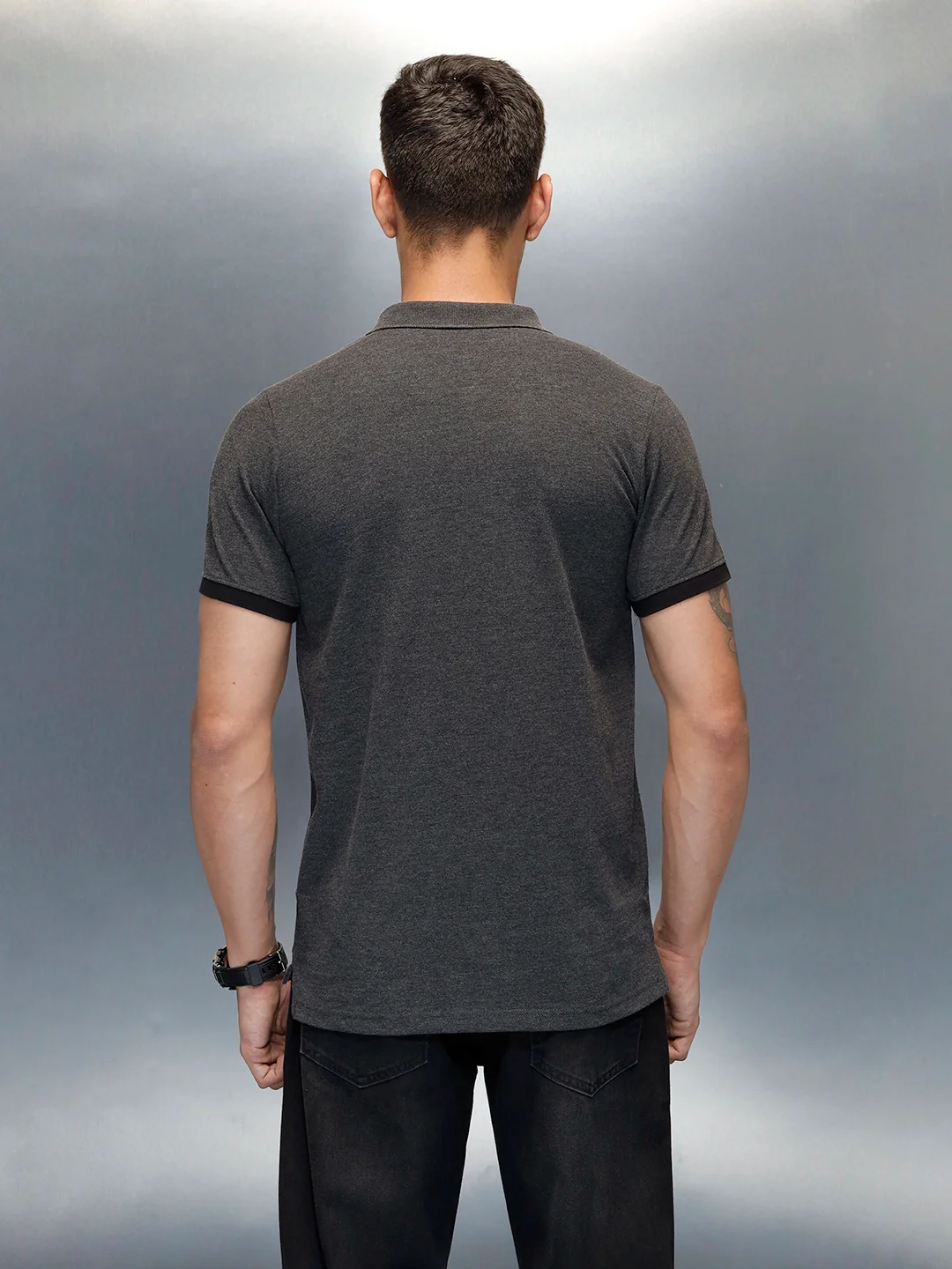 Men's Casual Regualr Fit Polo T-Shirt | Dark Grey - Image 3