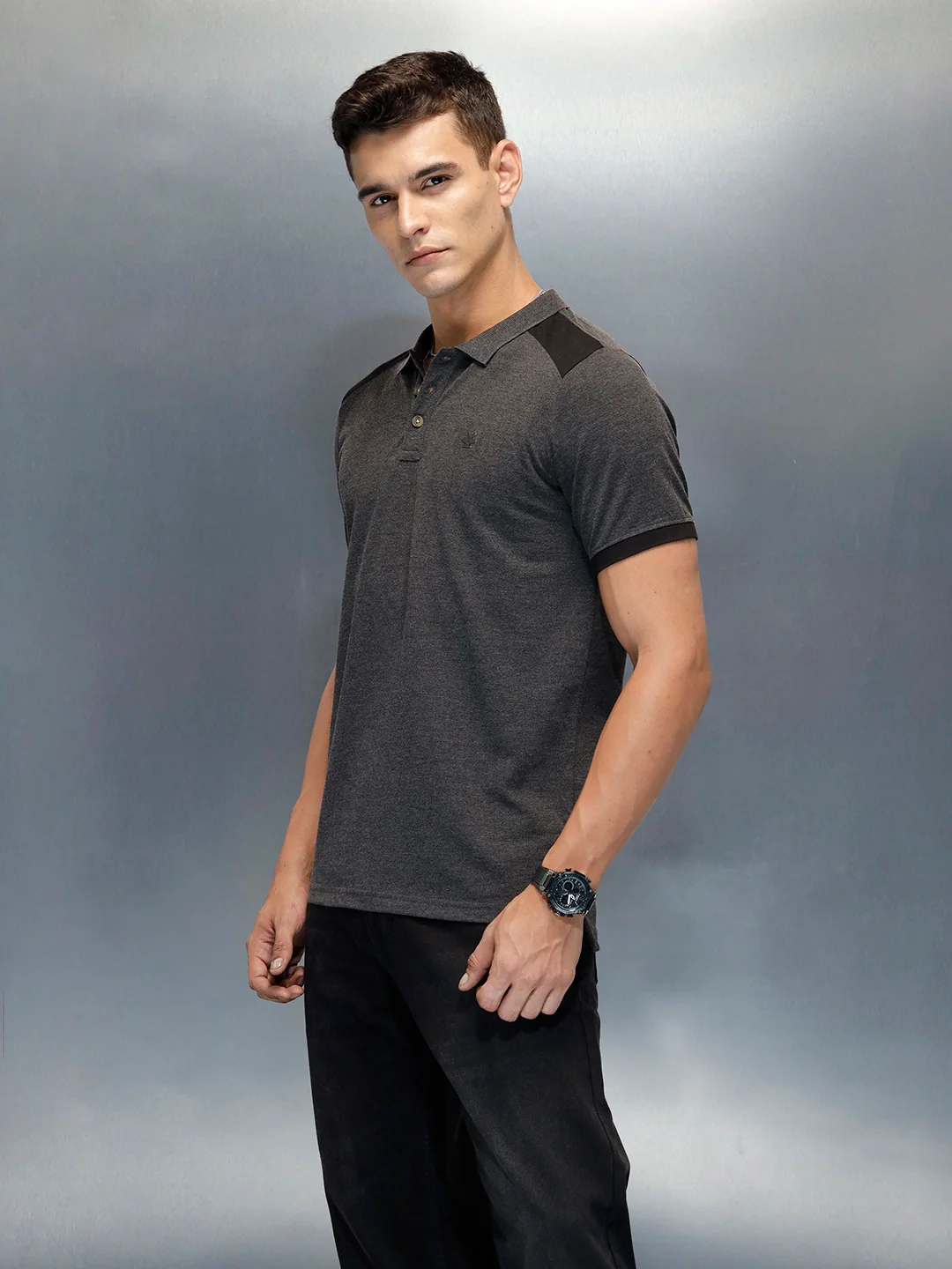 Men's Casual Regualr Fit Polo T-Shirt | Dark Grey - Image 4