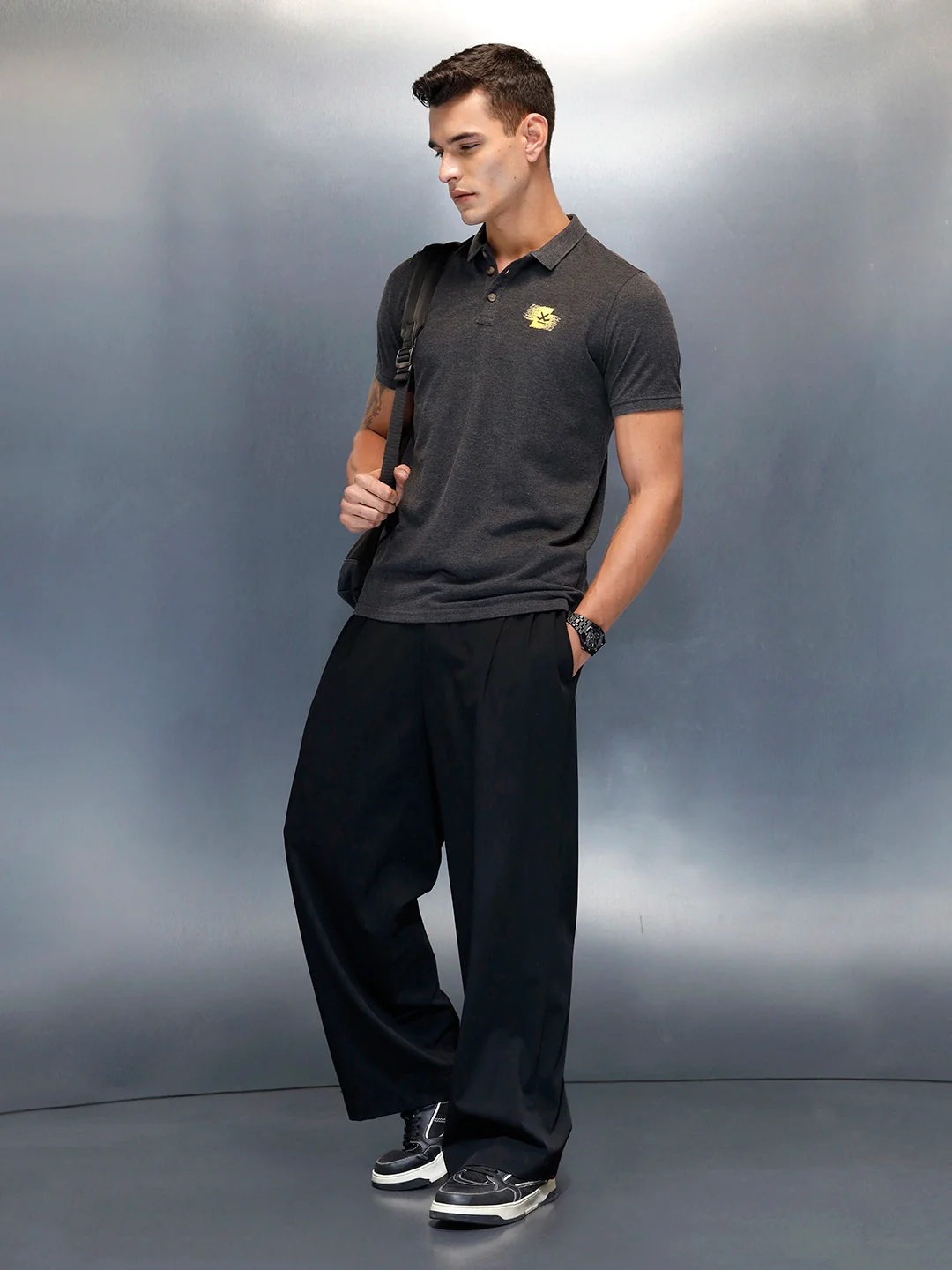 Men's Casual Regualr Fit Polo T-Shirt | Dark Grey - Image 2