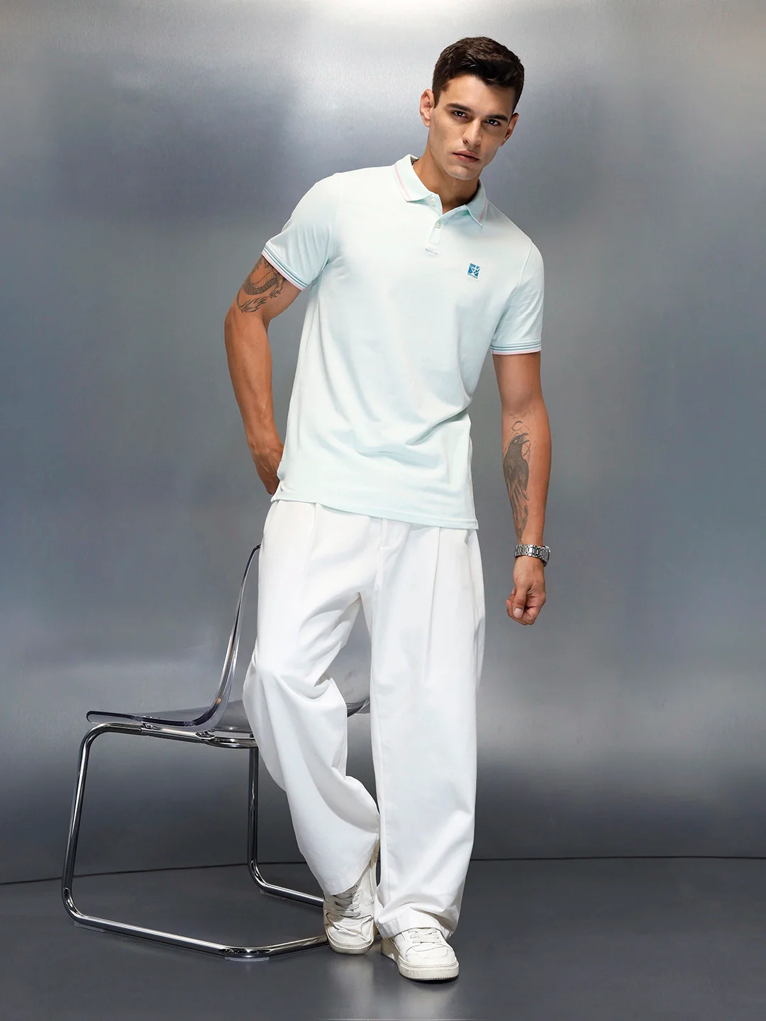 Men's Casual Regualr Fit Polo T-Shirt | Light Blue - Image 2