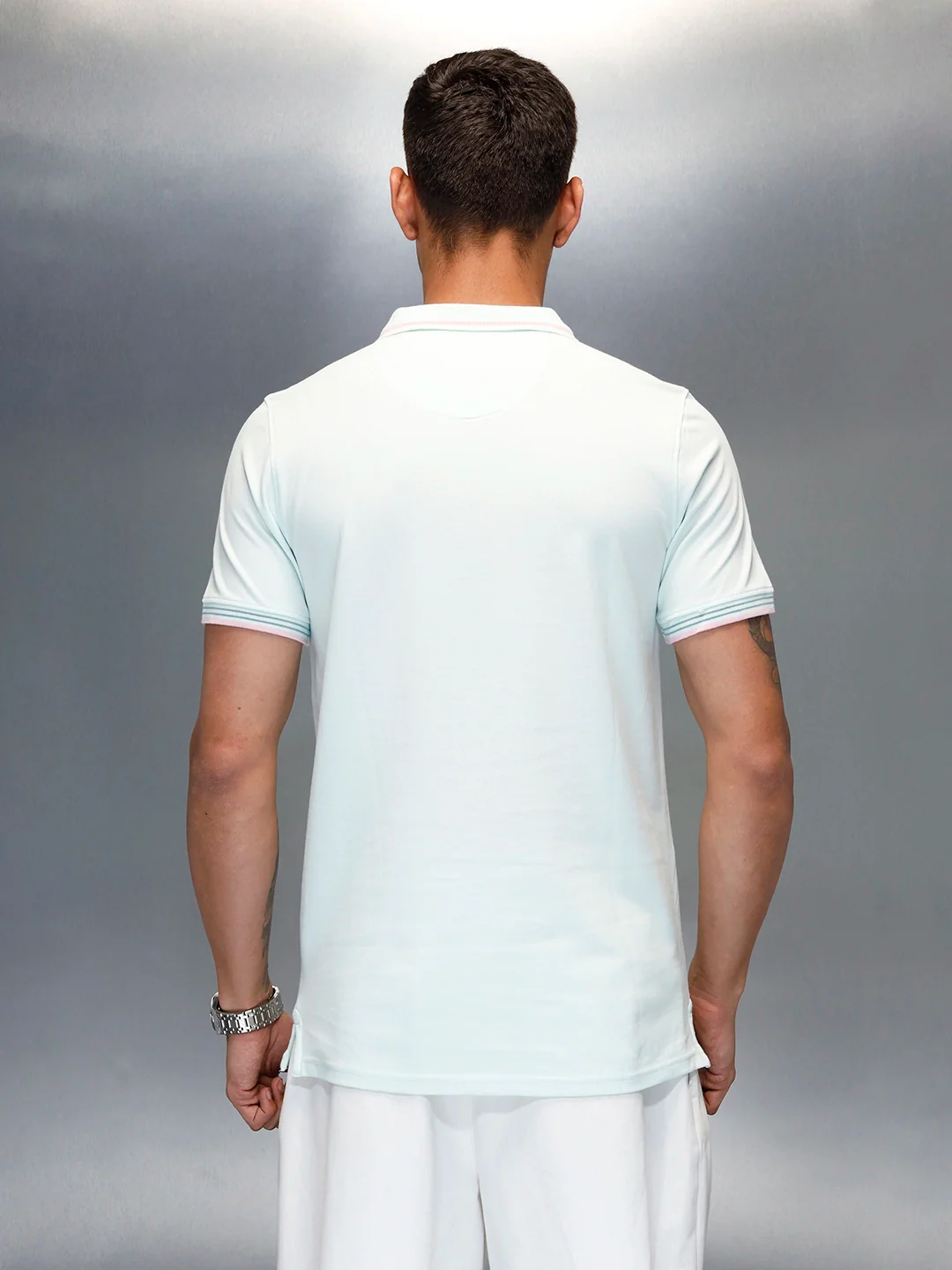 Men's Casual Regualr Fit Polo T-Shirt | Light Blue - Image 3