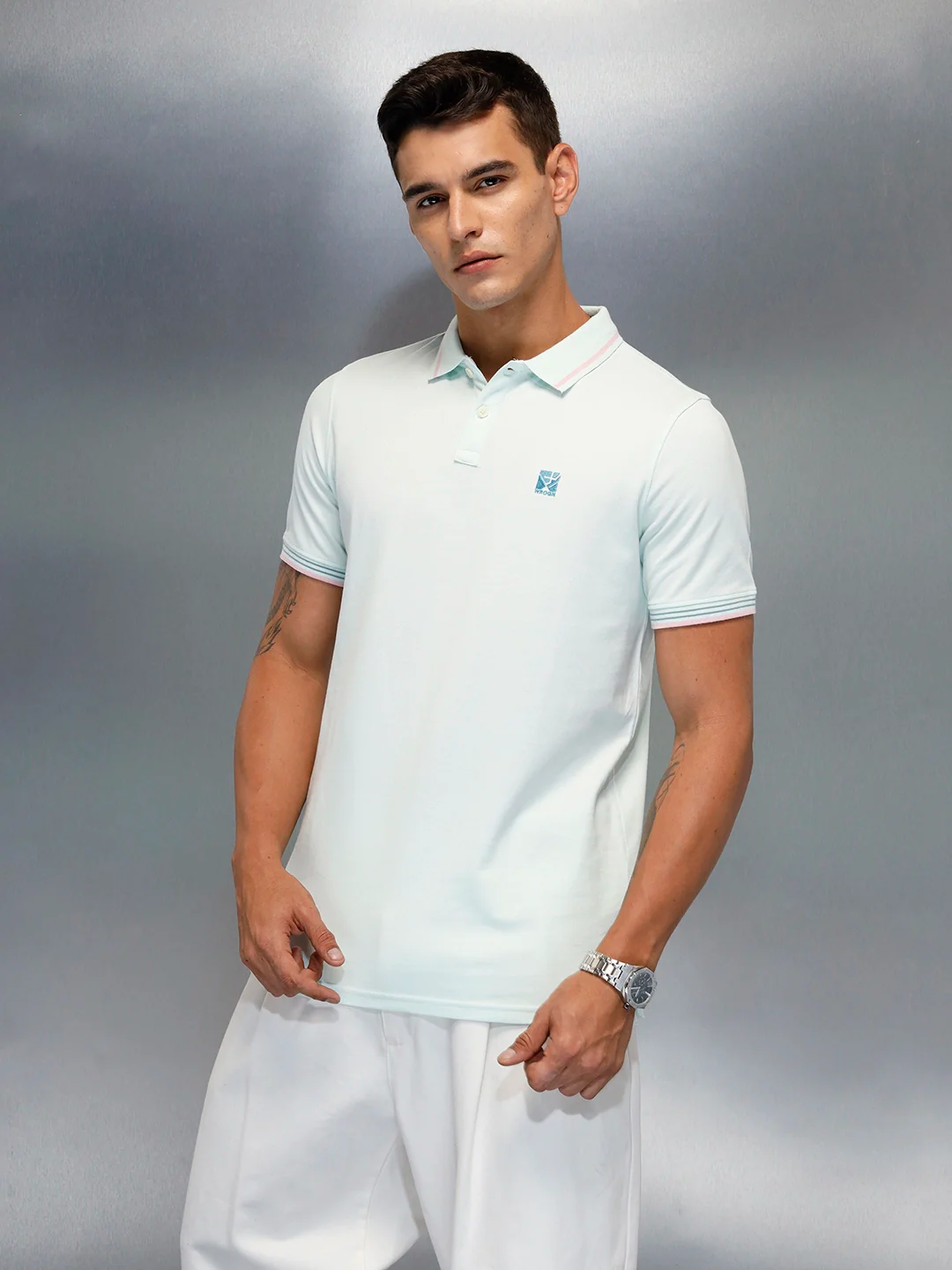 Men's Casual Regualr Fit Polo T-Shirt | Light Blue - Image 4