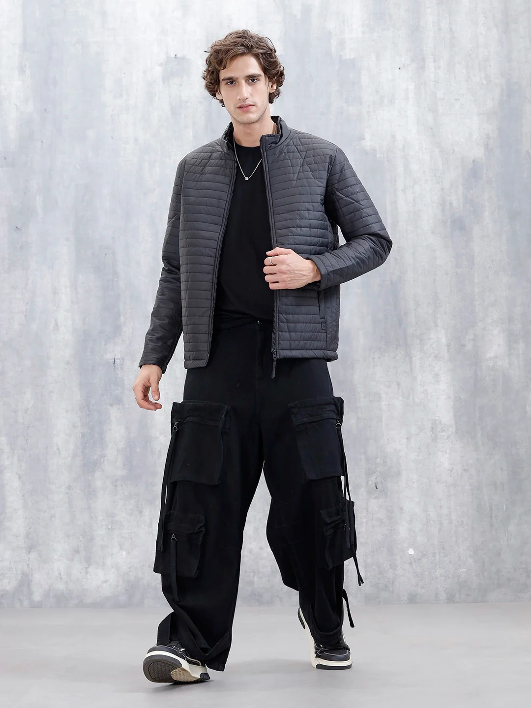 Men's Casual Regualr Fit Puffer Jacket | Black - Image 2