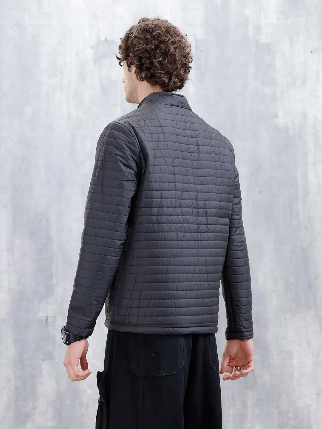 Men's Casual Regualr Fit Puffer Jacket | Black - Image 3