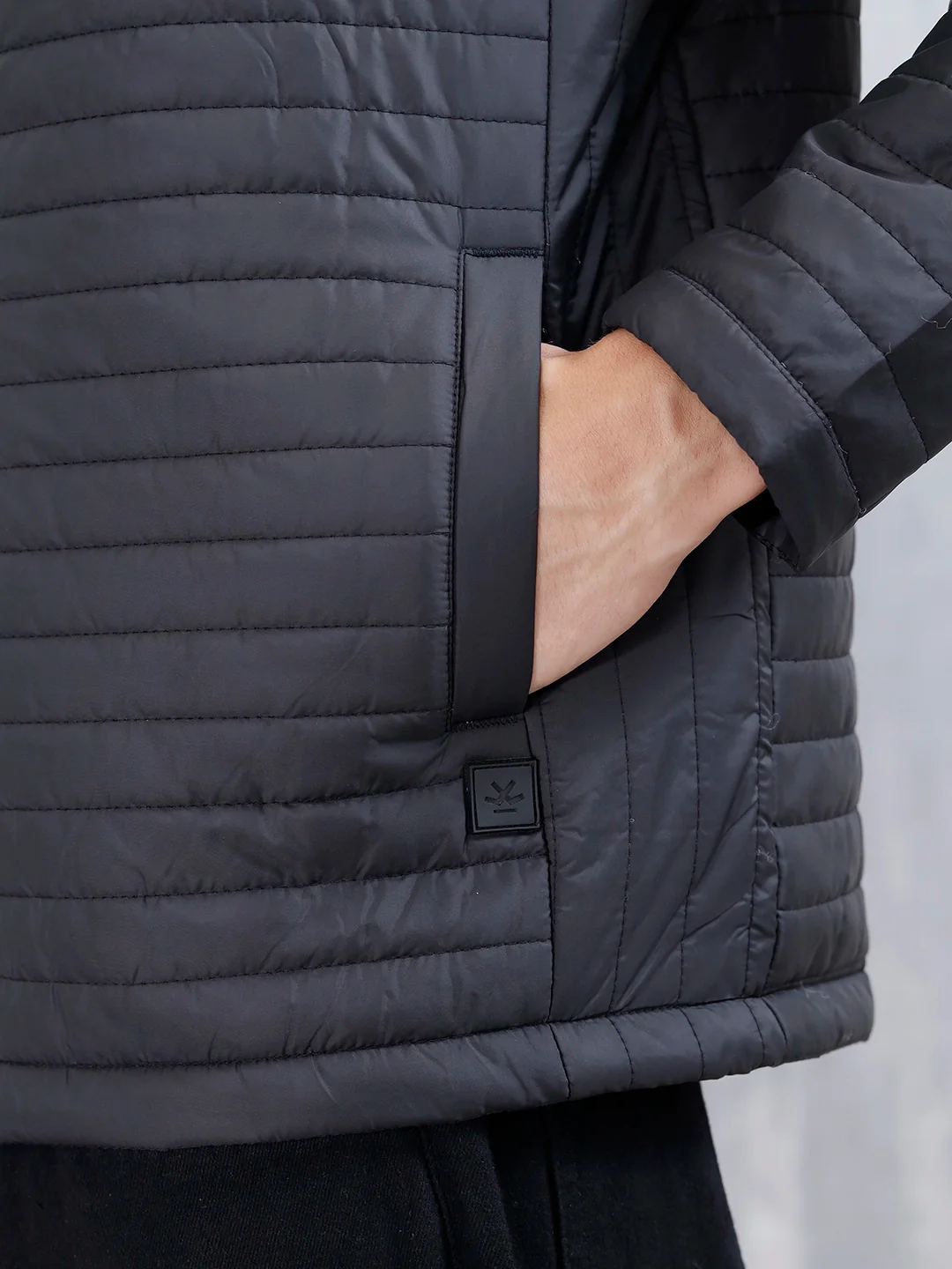 Men's Casual Regualr Fit Puffer Jacket | Black - Image 4