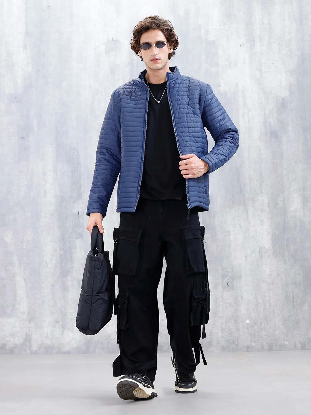 Men's Casual Regualr Fit Puffer Jacket  | Navy Blue - Image 4