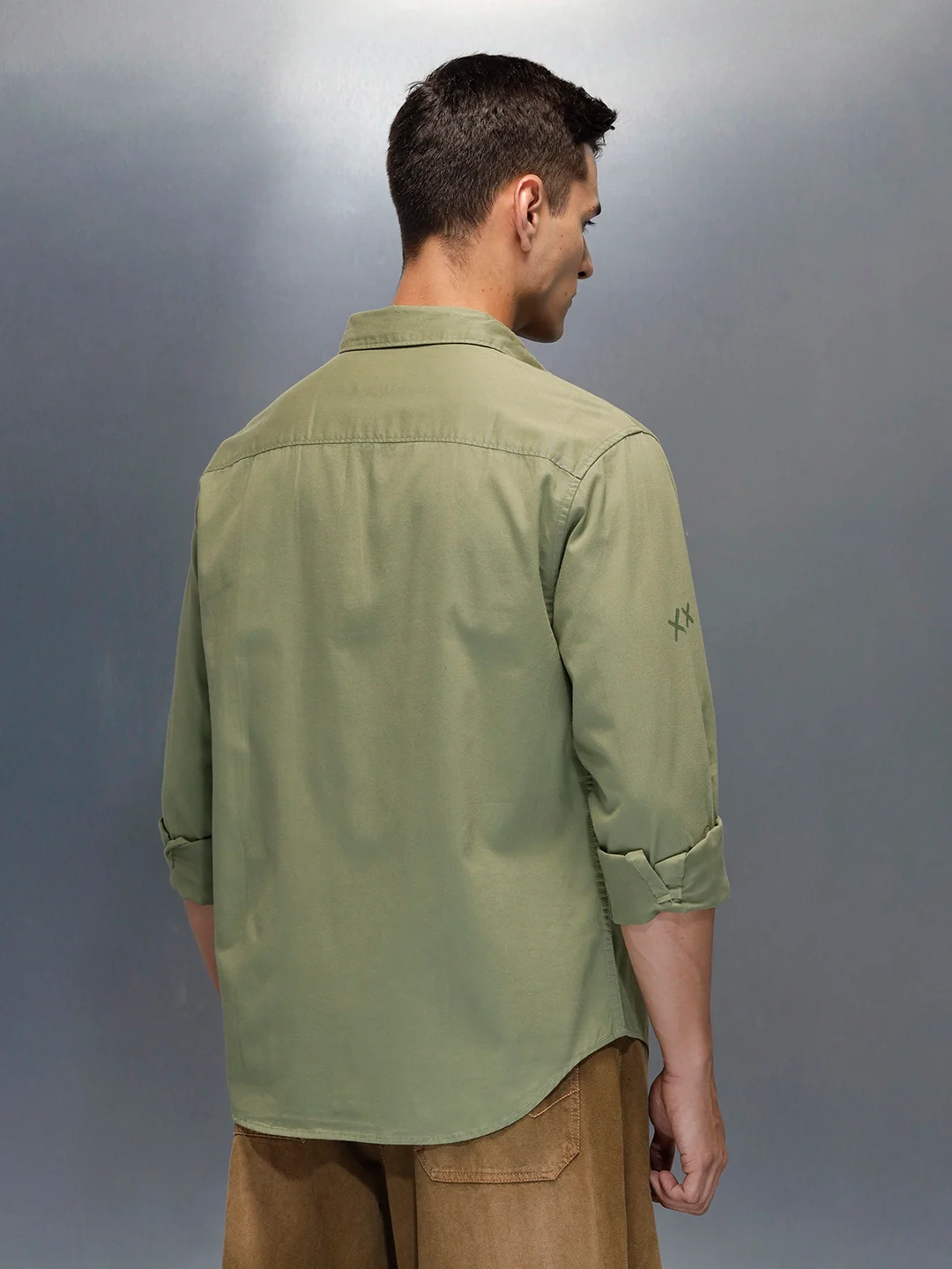 Men's Casual Regualr Fit Shirt With Placement Print | Green - Image 3