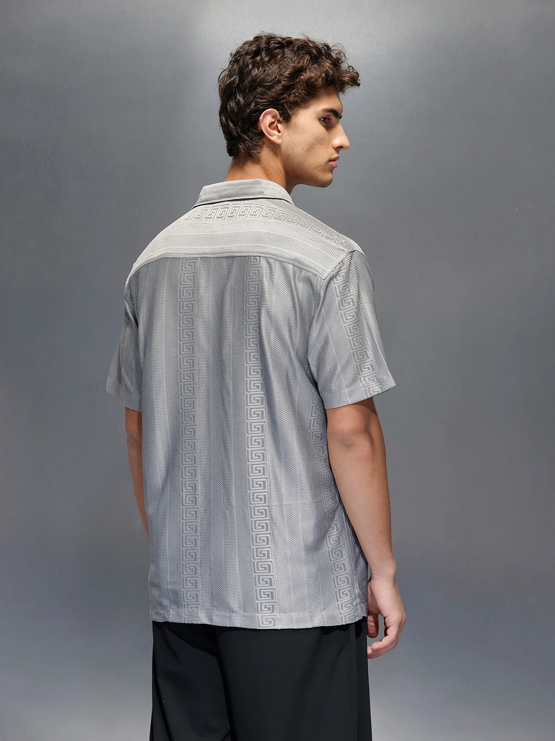 Men's Casual Regular Fit Half Sleeve Shirt  |  Grey - Image 3
