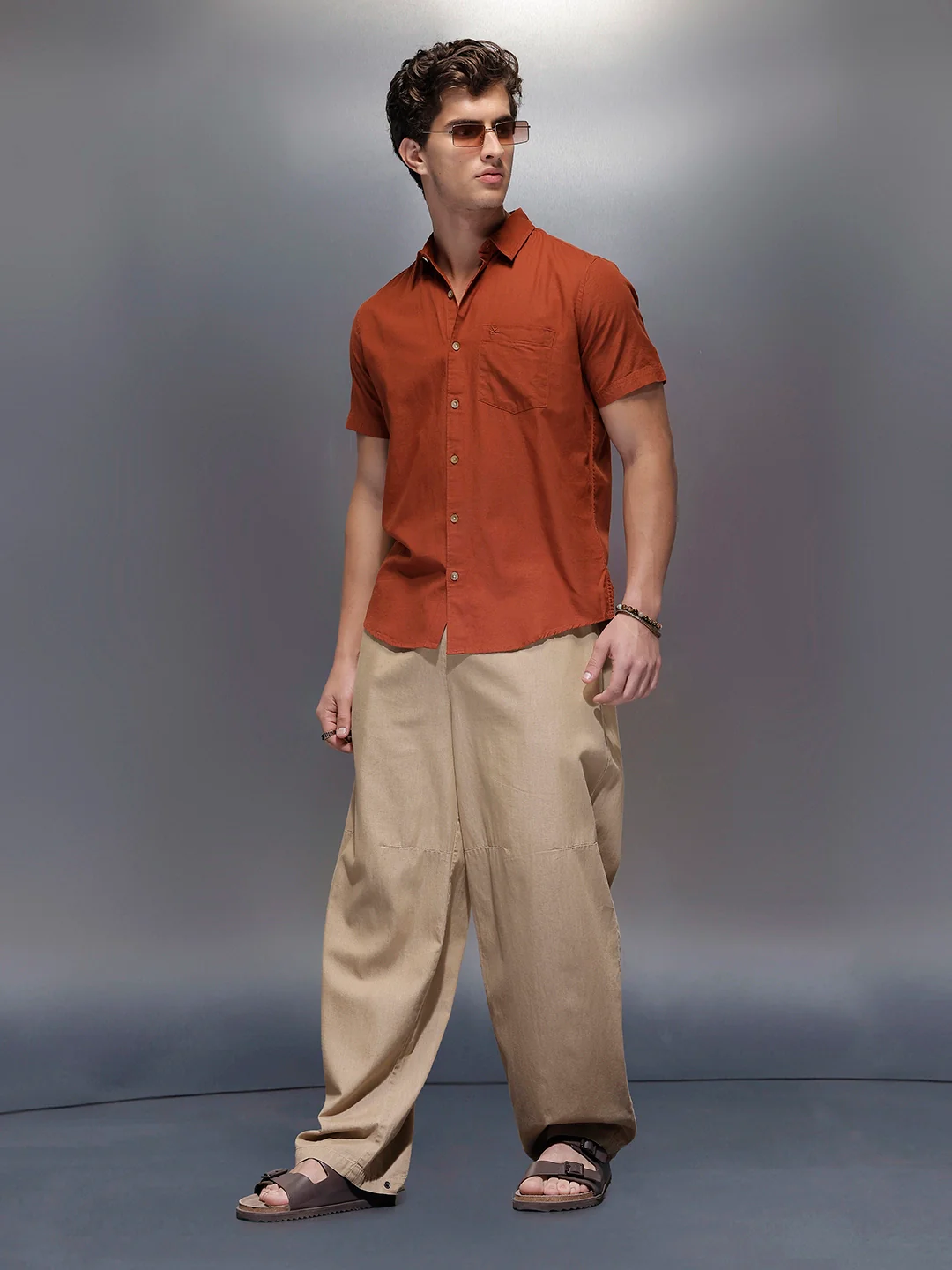 Men's Casual Regular Fit Shirt   |  Brown - Image 2