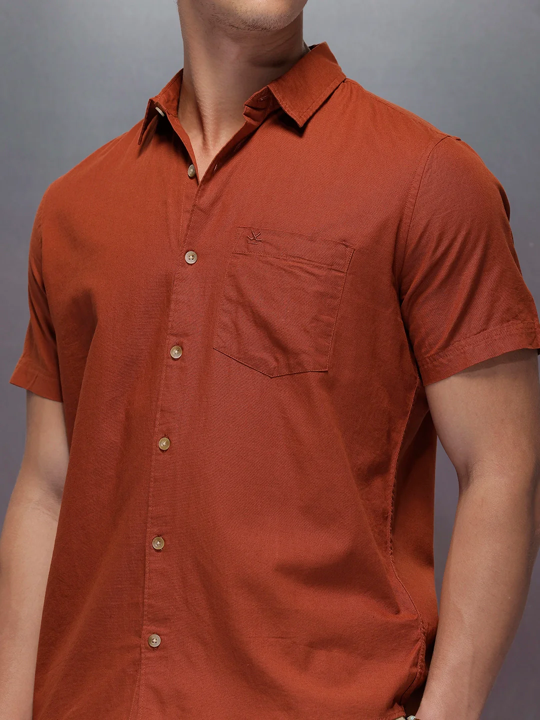 Men's Casual Regular Fit Shirt   |  Brown - Image 5