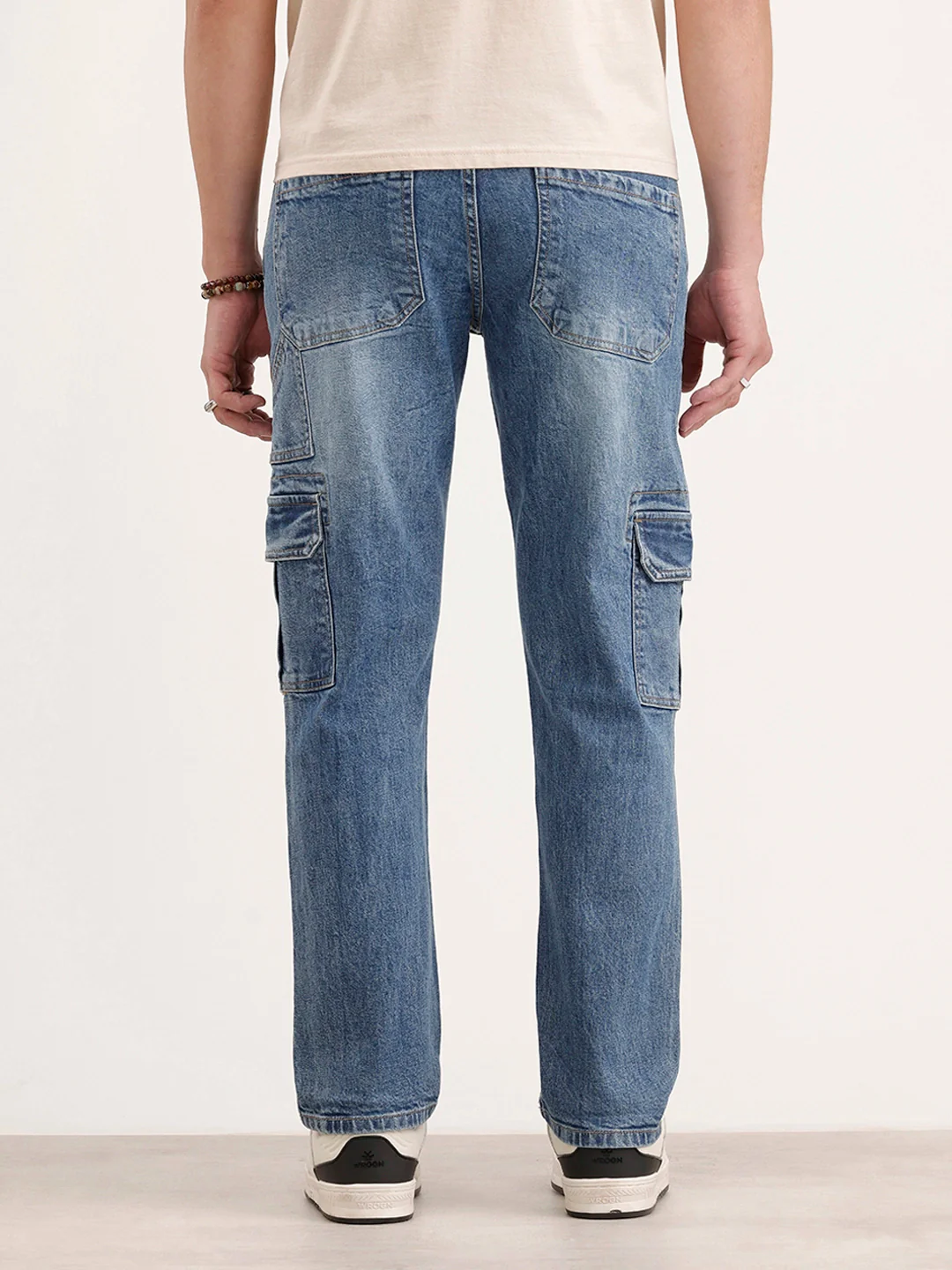 Relaxed Fit Cargo Denim Jeans | Blue - Image 3