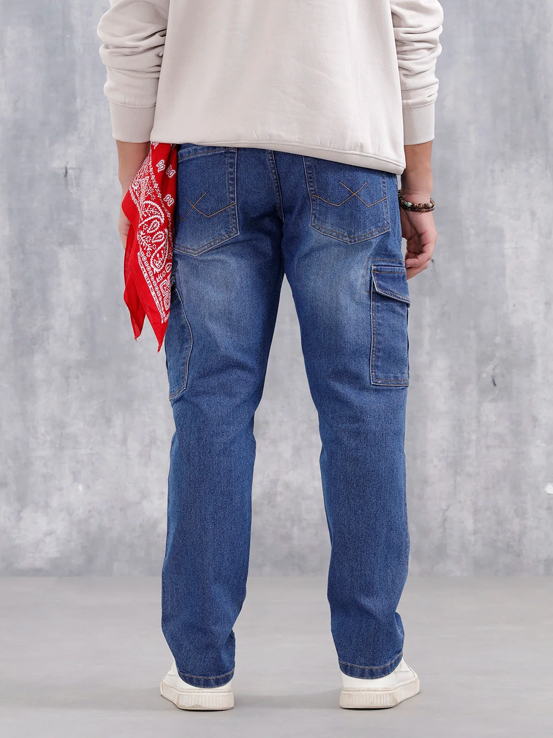 Men's Casual Relaxed Fit Cargo Jeans | Super Stone - Image 3