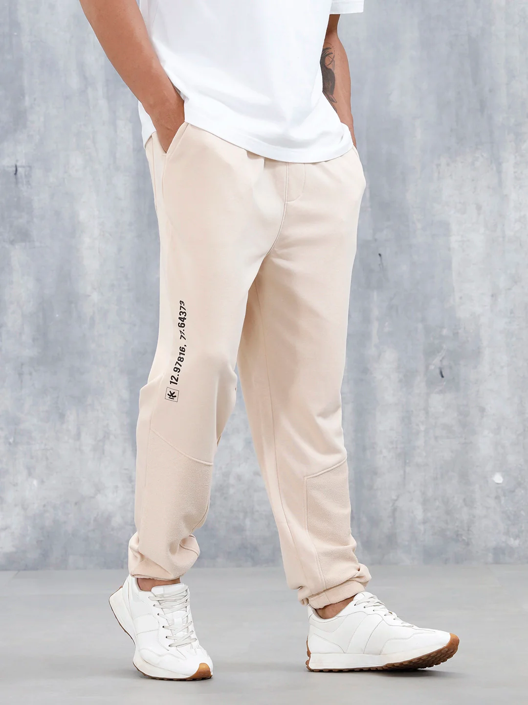 Men's Casual Relaxed Fit Knit Jogger | Beige - Image 4