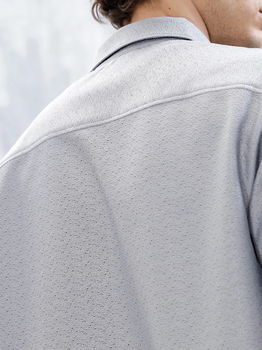 Men's Casual Short Sleeves Textured Shirt | Grey - Image 5