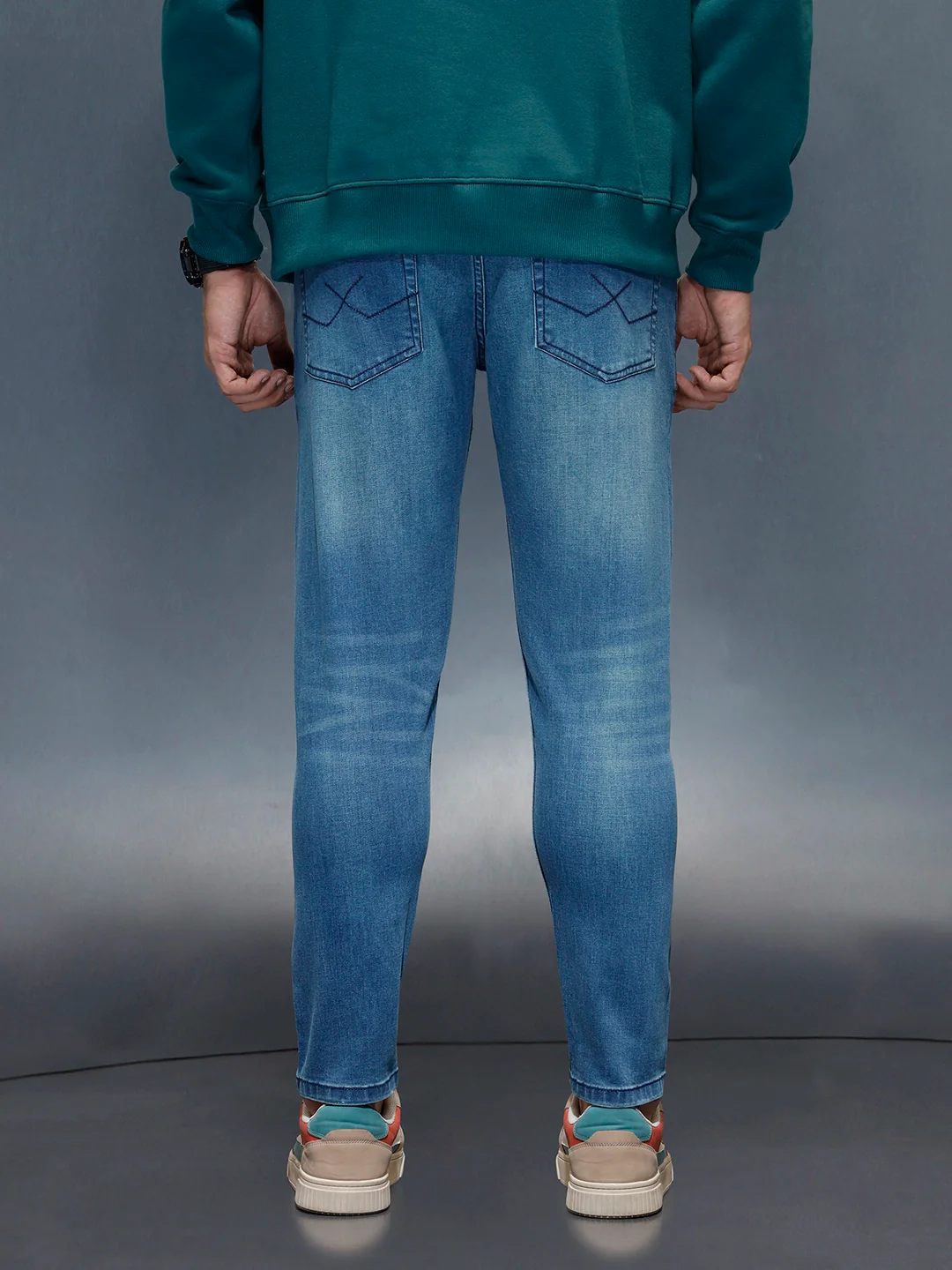 Men's Casual Skinny Crop Fit Jeans | Blue - Image 3