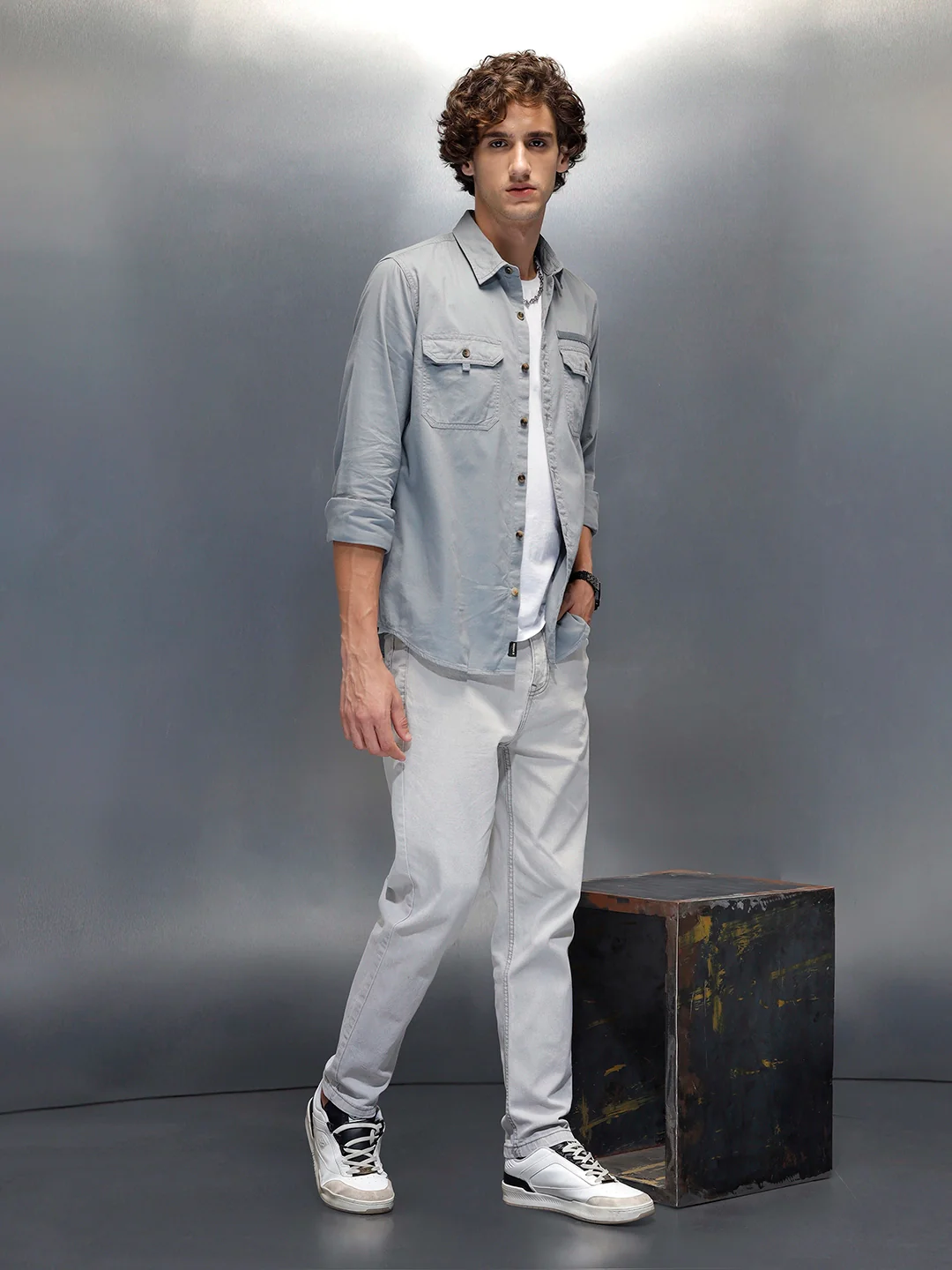 Men's casual slim ankle fit jeans | Grey - Image 2