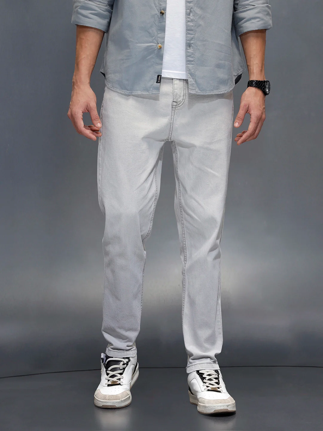 Men's casual slim ankle fit jeans | Grey - Image 5