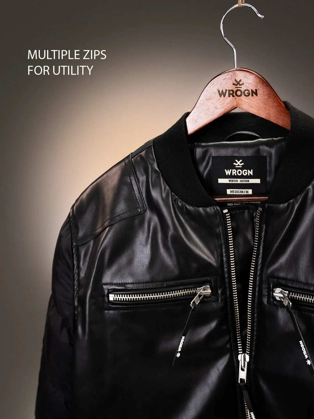 Men's Casual Slim Fit Biker Jacket | Black - Image 4