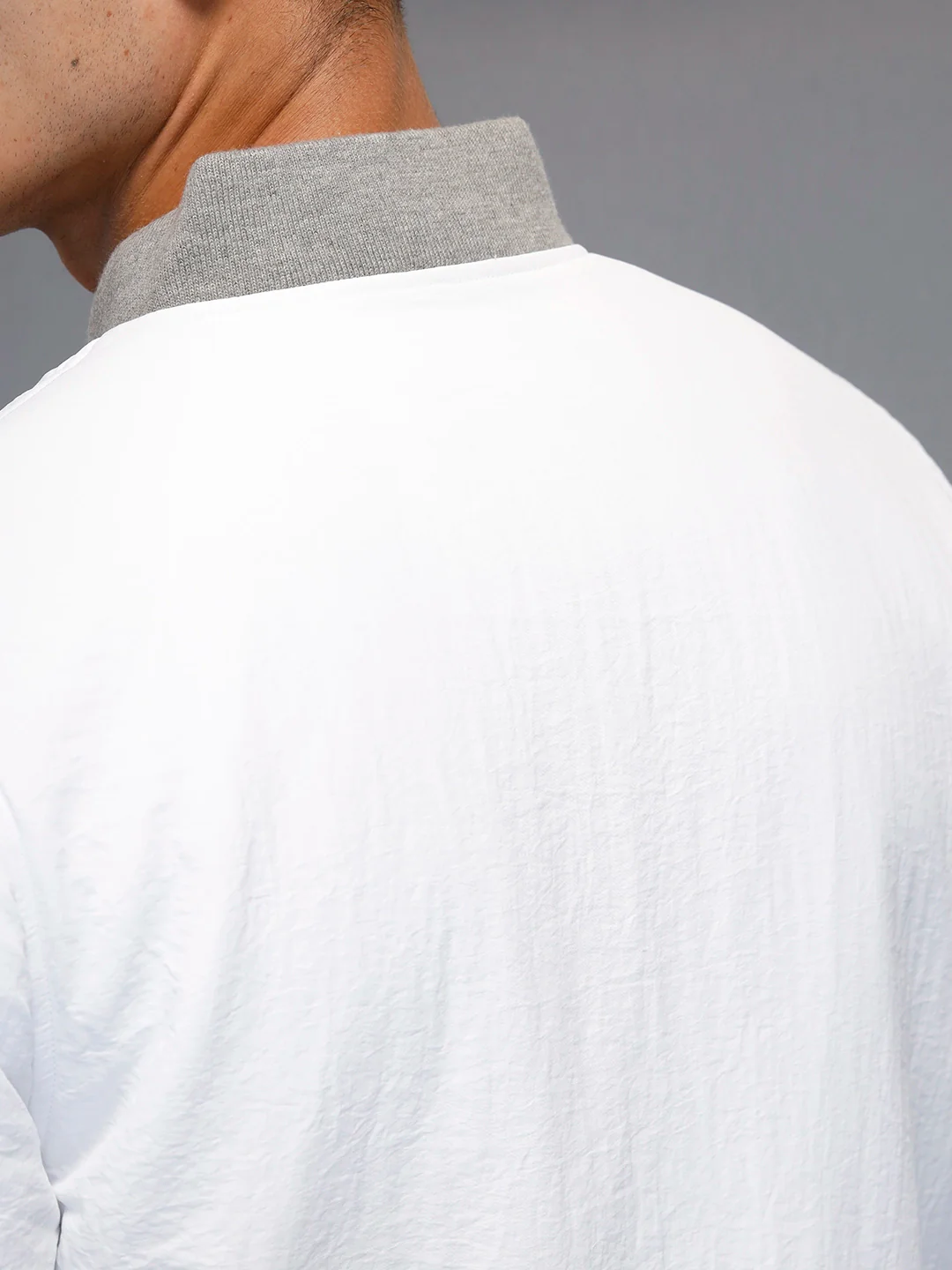 Men's Casual Slim Fit Bomber Jacket | Off White - Image 5