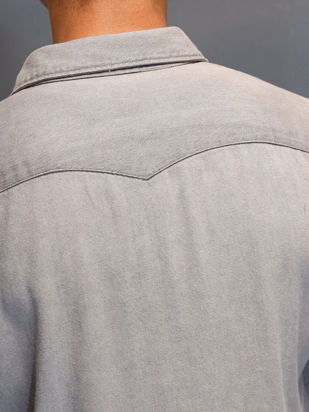 Men's Casual Slim Fit Denim Shirt | Grey - Image 5