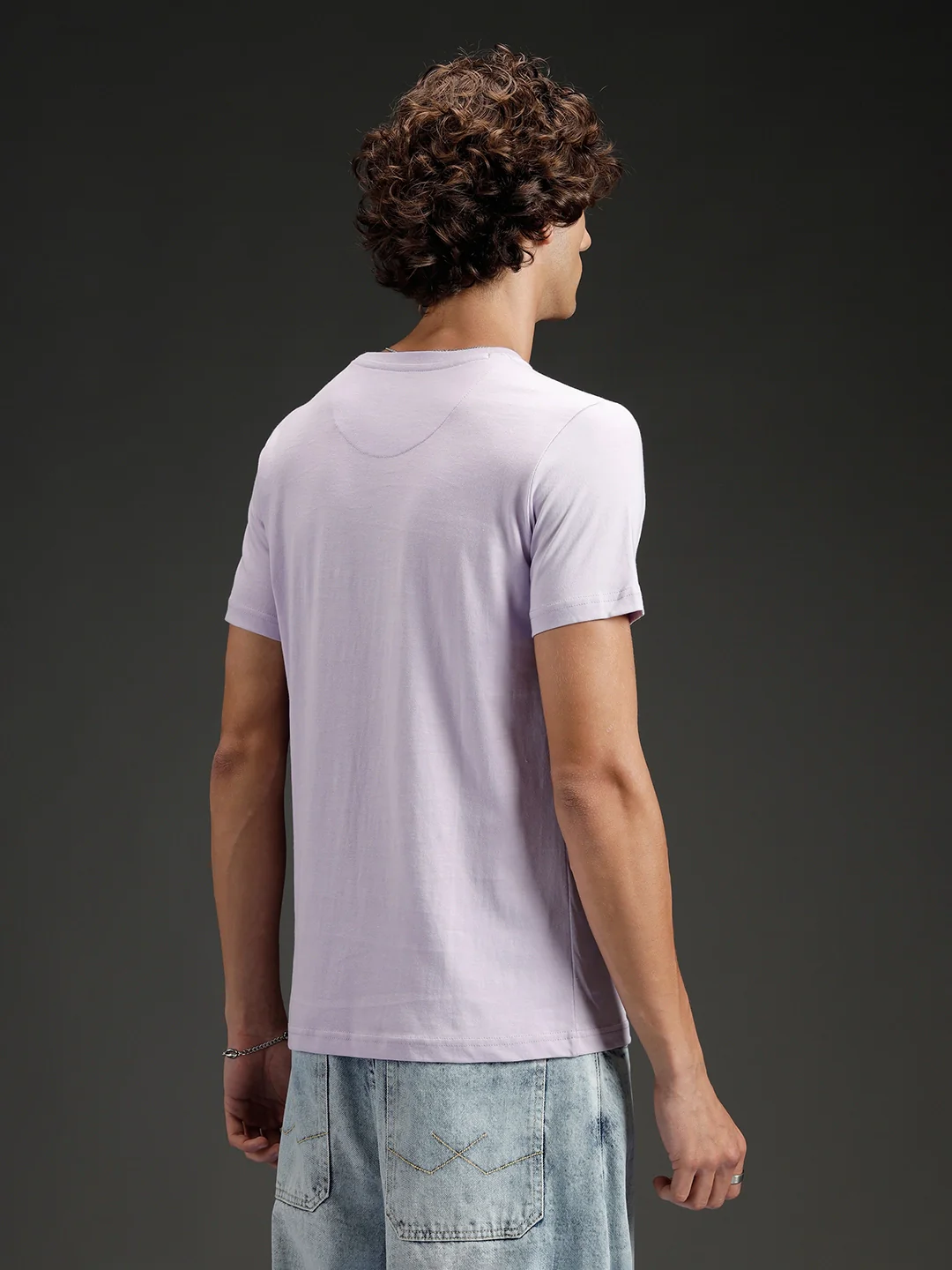 Men's casual slim fit graphic printed t-shirt | Purple - Image 3