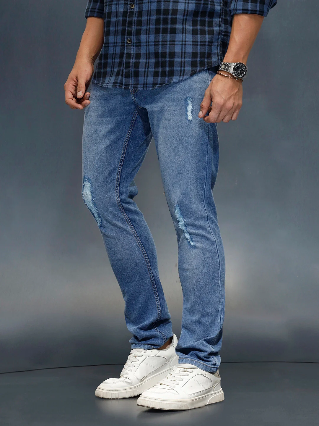 Men's casual slim fit jeans | Blue - Image 4